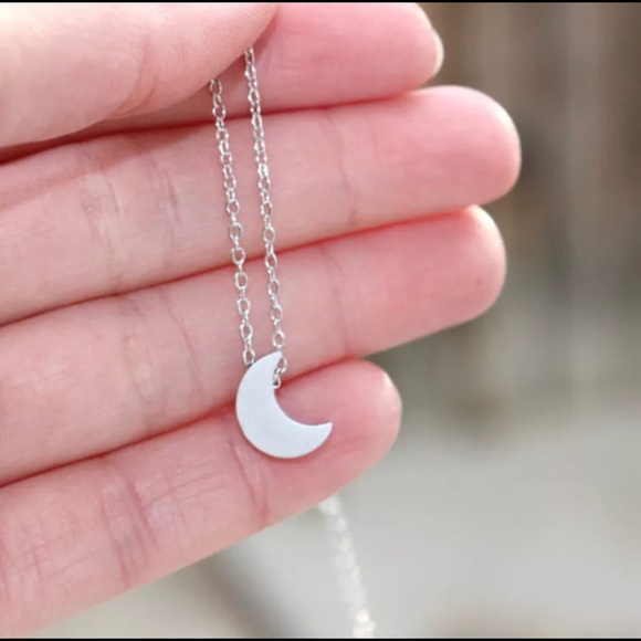 (FINAL) Silver & Gold Small Crescent Moon Necklace - Picture 6 of 7